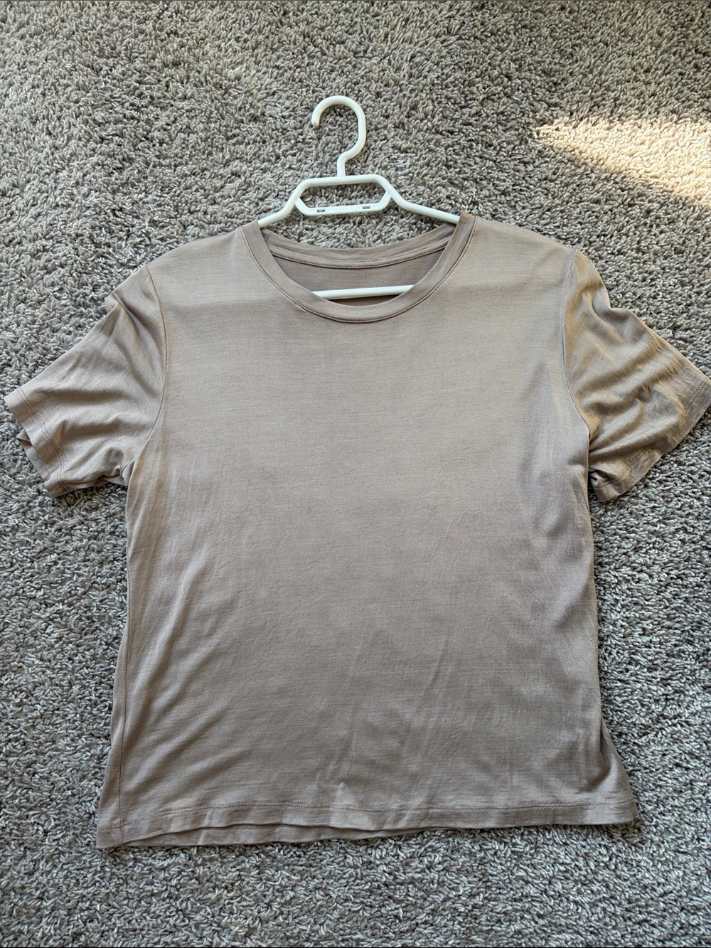 100% Pure Mulberry Silk Tee – Taupe Grey Coffee 🤎
